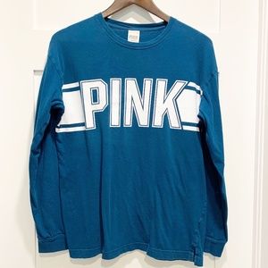 PINK Oversized Long Sleeve Teal T-shirt